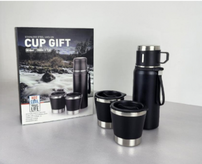 Termo de Café con 2 Tazas Incluidas – Regalo Perfecto para Viajeros